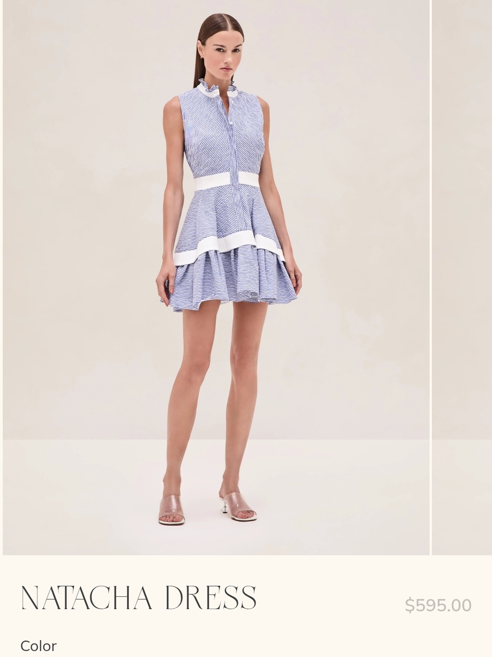 Alexis Natacha Blue & White Striped Ruffle Mini Dress